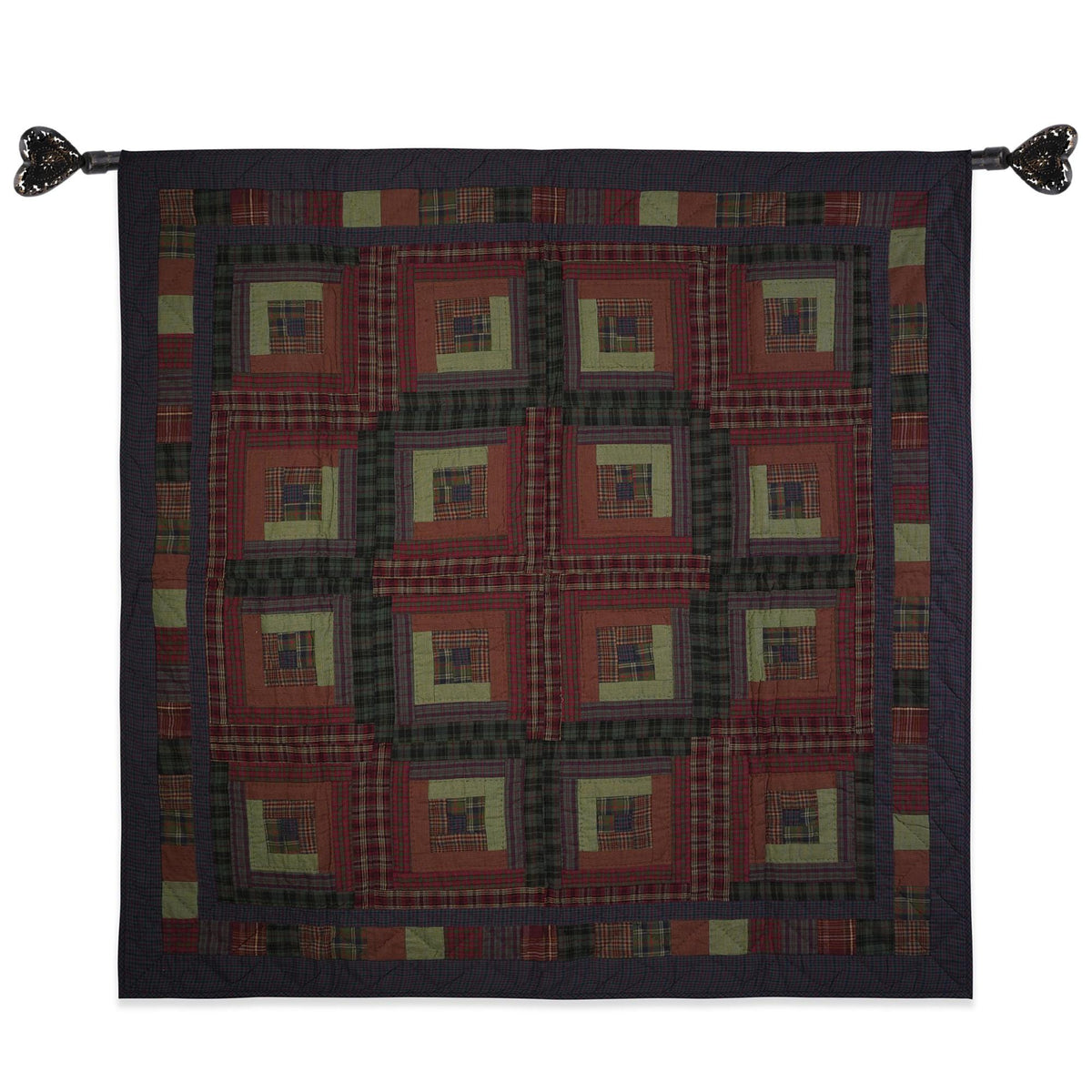 Throw Quilt, wall hanging quilt,Table Topper quilt 44"x44" Log cabin patchwork Hand Quilted 100% Cotton by Home Heart brands (Made in India)