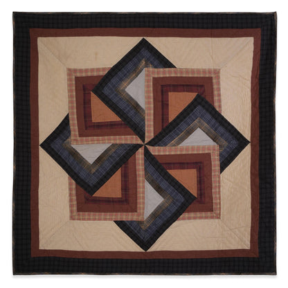 Hand made calico plaid country Pinwheel Star 44"x44" Cotton Hand Quilted patchwork Wall hanging & Toppers, baby quilt by HOME HEART Brands