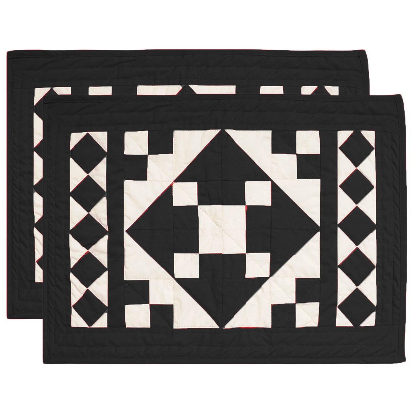 Quilted placemats / Tablemat patchwork Country Black diamond square table top by HOME HEART Brands(Made in India)