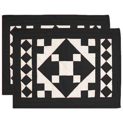 Quilted placemats / Tablemat patchwork Country Black diamond square table top by HOME HEART Brands(Made in India)