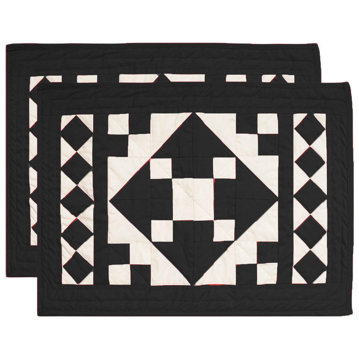 Quilted placemats / Tablemat patchwork Country Black diamond square table top by HOME HEART Brands(Made in India)