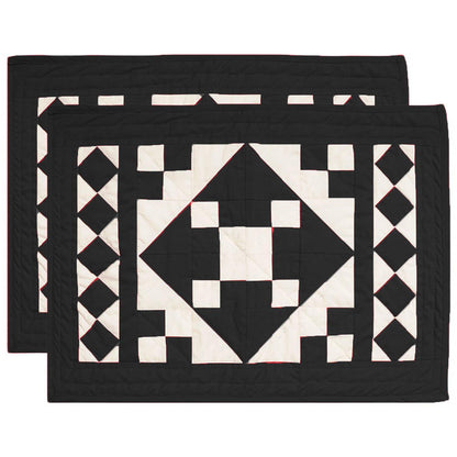 Quilted placemats / Tablemat patchwork Country Black diamond square table top by HOME HEART Brands(Made in India)