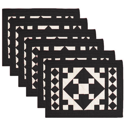 Quilted placemats / Tablemat patchwork Country Black diamond square table top by HOME HEART Brands(Made in India)