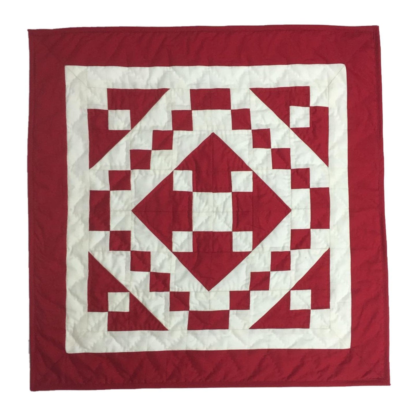Wall hanging Hand made hand quilted quilt, Throws, Table topper, Baby Quilt Red Diamond square cotton Heirloom Quality by HOME HEART Brands