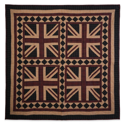 UNION JACK hand quilted wall hanging quilt ,Table Topper, baby quilt 44"x44" patchwork plaid Cotton by Home Heart brands (Made in India)