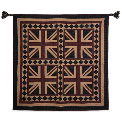 UNION JACK hand quilted wall hanging quilt ,Table Topper, baby quilt 44"x44" patchwork plaid Cotton by Home Heart brands (Made in India)