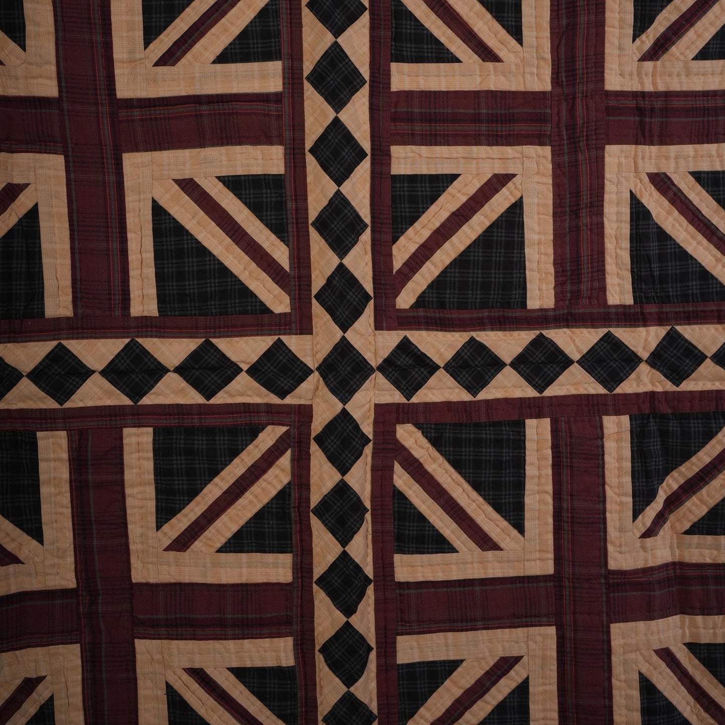 UNION JACK hand quilted wall hanging quilt ,Table Topper, baby quilt 44"x44" patchwork plaid Cotton by Home Heart brands (Made in India)