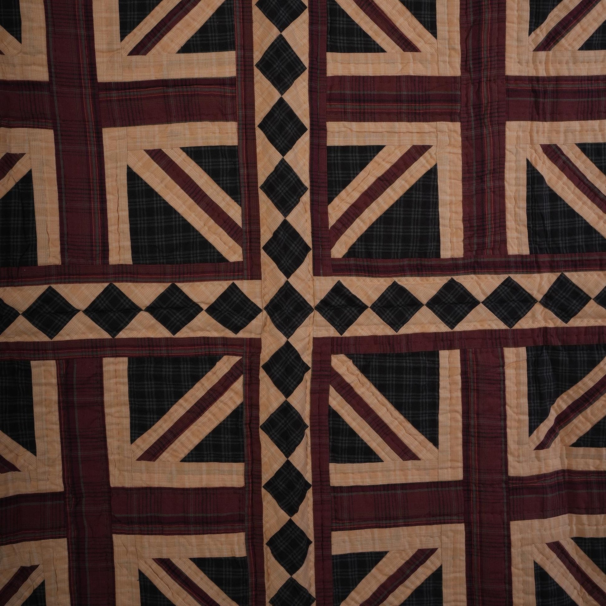UNION JACK hand quilted wall hanging quilt ,Table Topper, baby quilt 44"x44" patchwork plaid Cotton by Home Heart brands (Made in India)