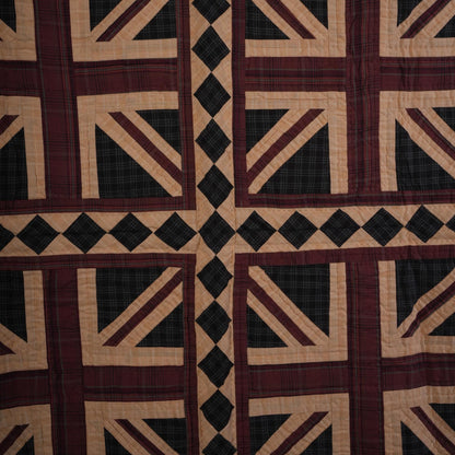 UNION JACK hand quilted wall hanging quilt ,Table Topper, baby quilt 44"x44" patchwork plaid Cotton by Home Heart brands (Made in India)