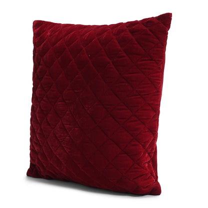 Cushion cover quilted Burgundy Red premium micro velvet Throw Pillow, Zipper Closure, Accent Pillow Decorative pillow by HOME HEART Brands