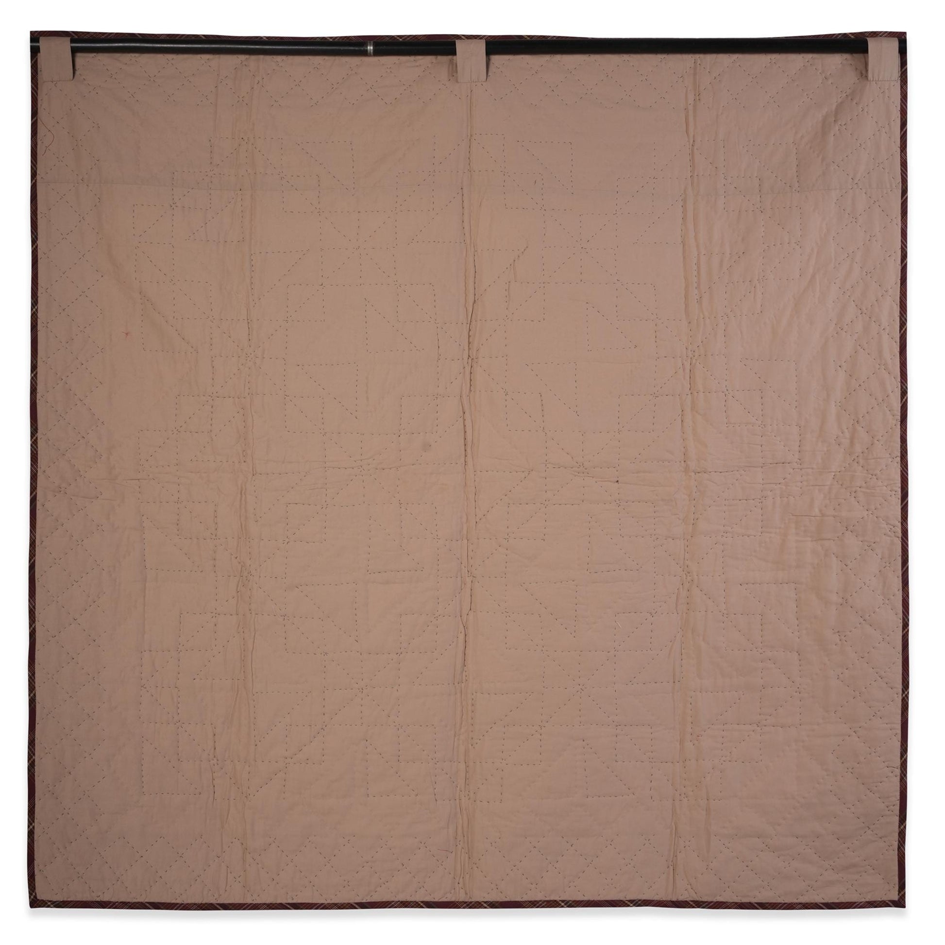 Hand made Hand quilted Throw Quilt, Wall hanging, 45"x45" country Flying geese multi plaid quilt by Home Heart brands (Made in India)