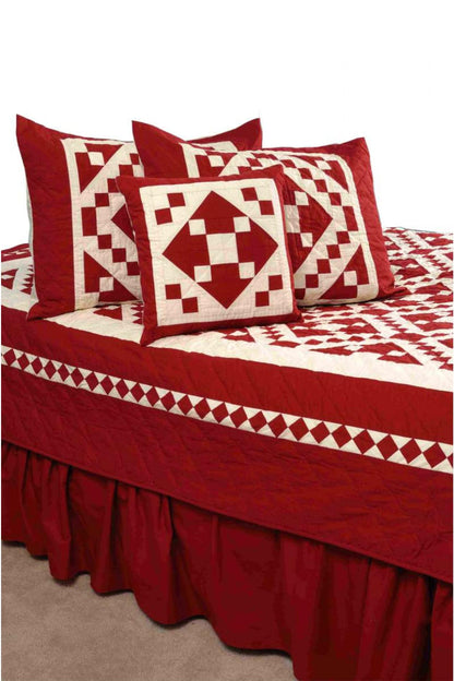 Make to order Hand crafted quilted quilt bedspread heirloom red diamond square calico cotton fabric patchwork Design by HOME HEART Brands