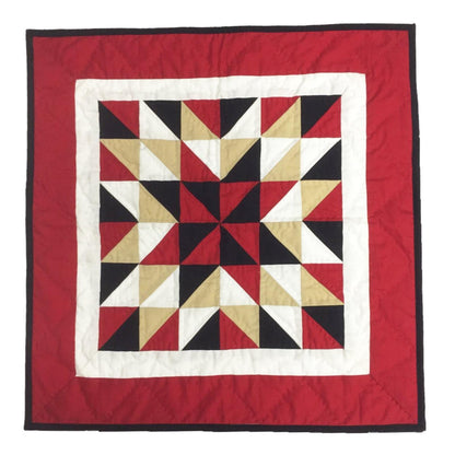 Hand made Hand quilted Wall hanging Quilt, small quilt, Table Topper 19"x19" Broken star calico fabric by Home Heart brands (Made in India)
