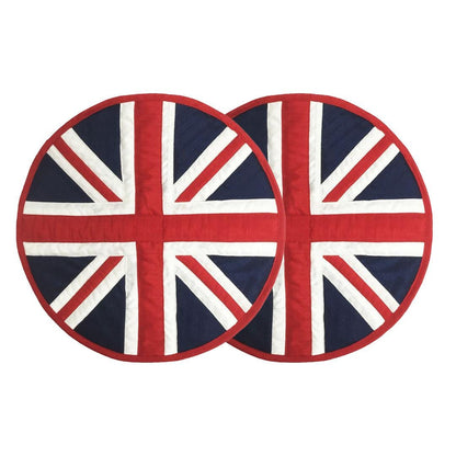 Dupioni Silk Union Jack Britain flag reversible round quilted Table runner, Trivet, placemat & topper by HOME HEART Brands (Made in India)