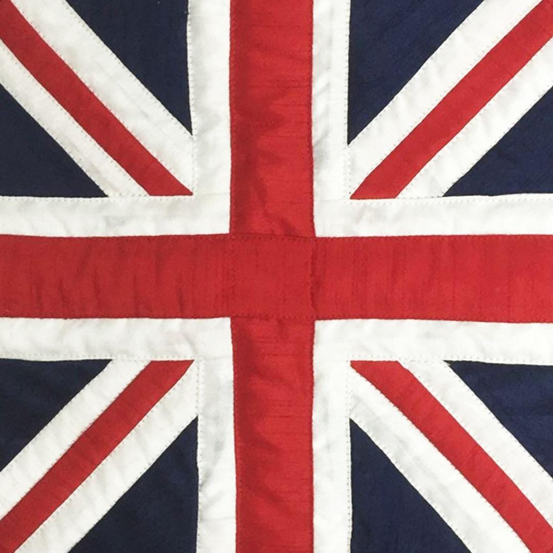 Dupioni Silk Union Jack Britain flag reversible round quilted Table runner, Trivet, placemat & topper by HOME HEART Brands (Made in India)