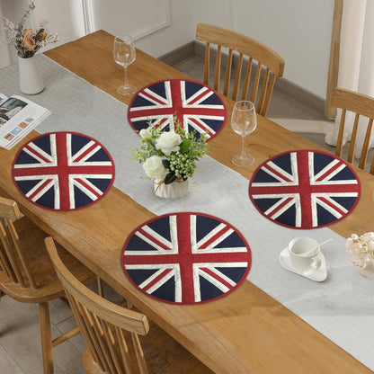 Dupioni Silk Union Jack Britain flag reversible round quilted Table runner, Trivet, placemat & topper by HOME HEART Brands (Made in India)