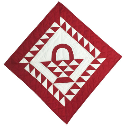 Wall hanging quilt, Small quilt, Throws, Table Toppers quilt, Baby Quilt, Basket Cranberry Red/Off-White Cotton fabric by HOME HEART Brands