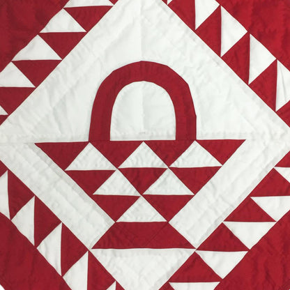 Wall hanging quilt, Small quilt, Throws, Table Toppers quilt, Baby Quilt, Basket Cranberry Red/Off-White Cotton fabric by HOME HEART Brands