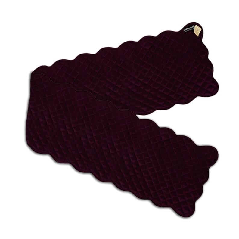 Dupioni silk Artistic Byzantium purple quilted Table Runner & Toppers scalloped border reversible by Home Heart Brands(made in INDIA)