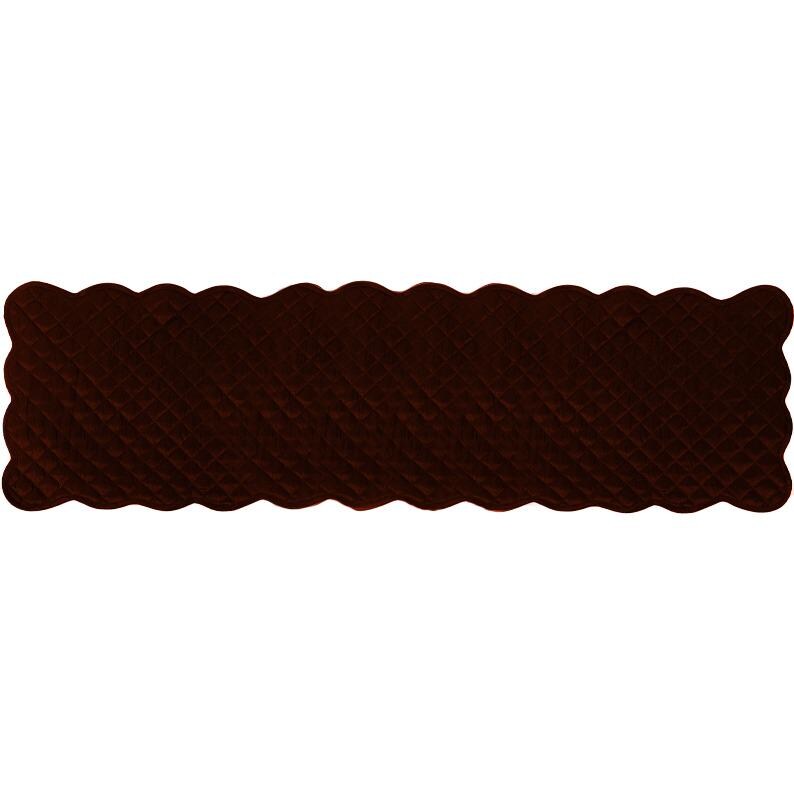 Dupioni silk brown farm house quilted Table Runner & Toppers scallop border reversible double layer by Home Heart Brands(made in INDIA)