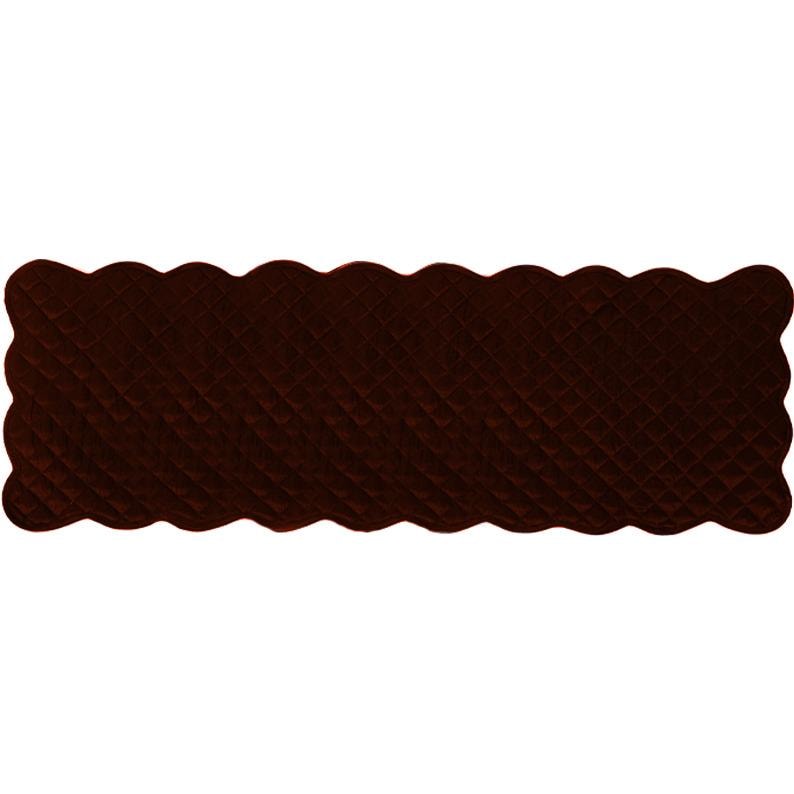 Dupioni silk brown farm house quilted Table Runner & Toppers scallop border reversible double layer by Home Heart Brands(made in INDIA)