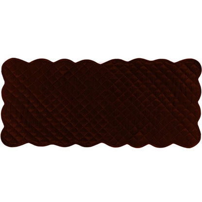 Dupioni silk brown farm house quilted Table Runner & Toppers scallop border reversible double layer by Home Heart Brands(made in INDIA)