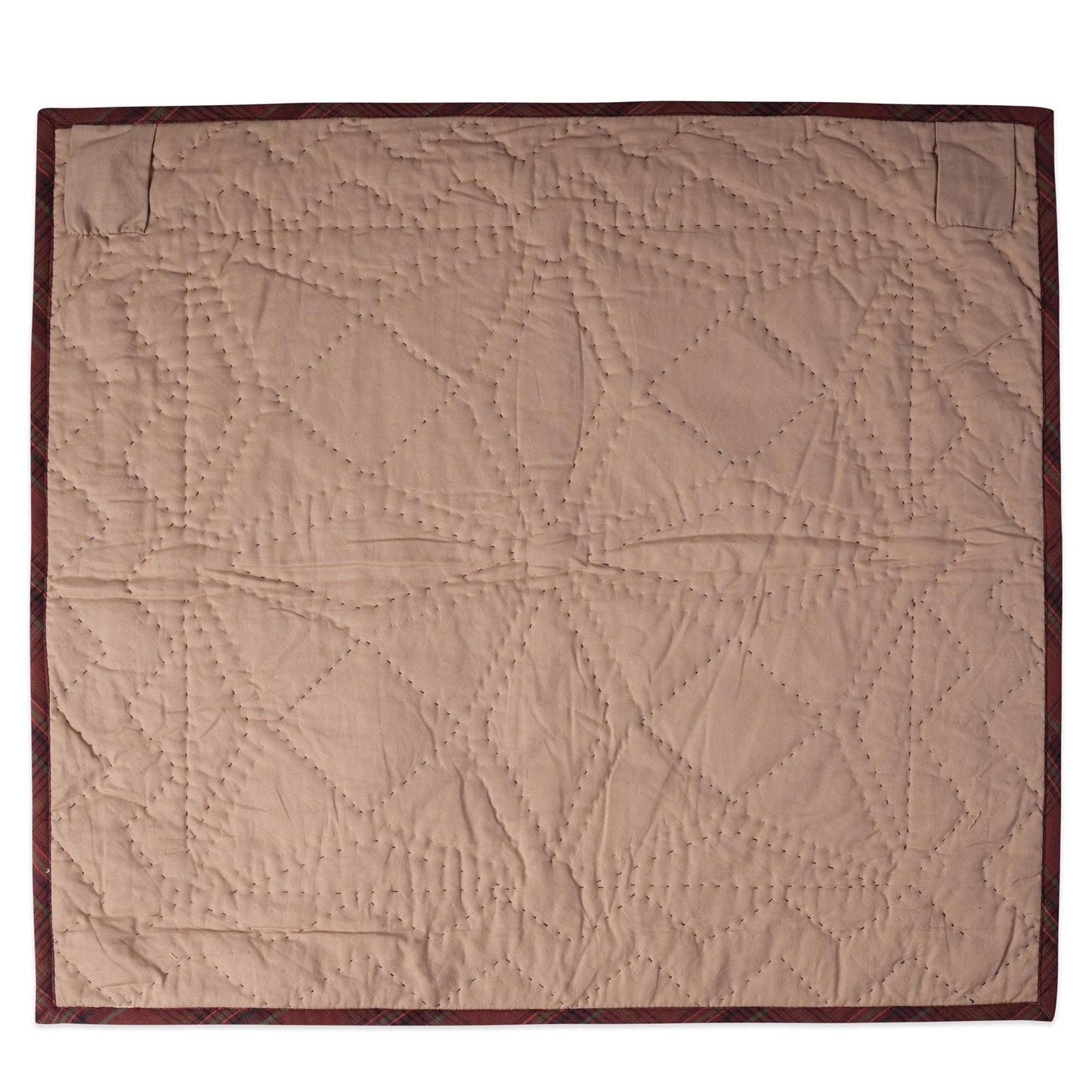 Hand made Hand quilted Throw Quilt, Wall hanging, Table Topper Spinning wheel blue burgundy plaid quilt by Home Heart brands (Made in India)
