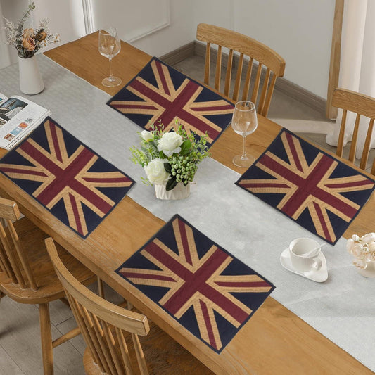quilted placemats tablemats patchwork vintage tea dyed look Union jack British flag placemat 14"X19" by HOME HEART Brands (Made in India)