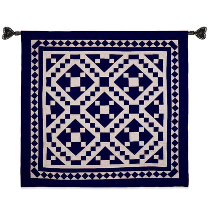 Wall hanging hand made hand quilted quilt, Throws, Table topper, Baby Quilt  Navy blue Diamond square cotton quality by HOME HEART Brands