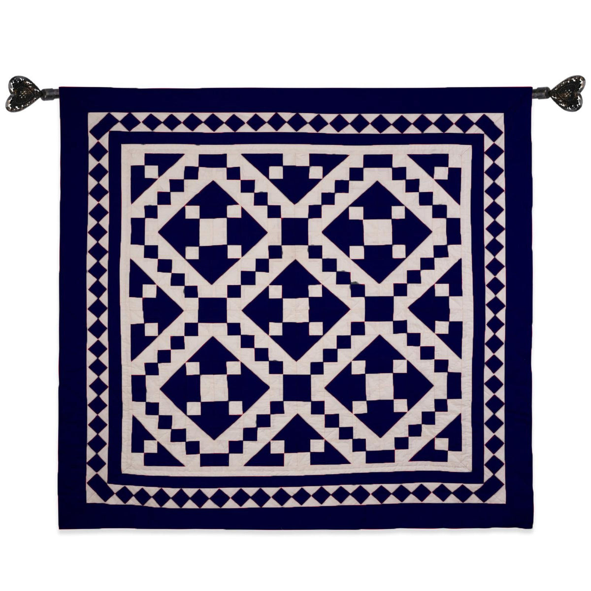 Wall hanging hand made hand quilted quilt, Throws, Table topper, Baby Quilt Navy blue Diamond square cotton quality by HOME HEART Brands