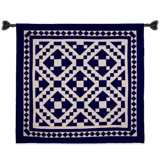 Wall hanging hand made hand quilted quilt, Throws, Table topper, Baby Quilt Navy blue Diamond square cotton quality by HOME HEART Brands