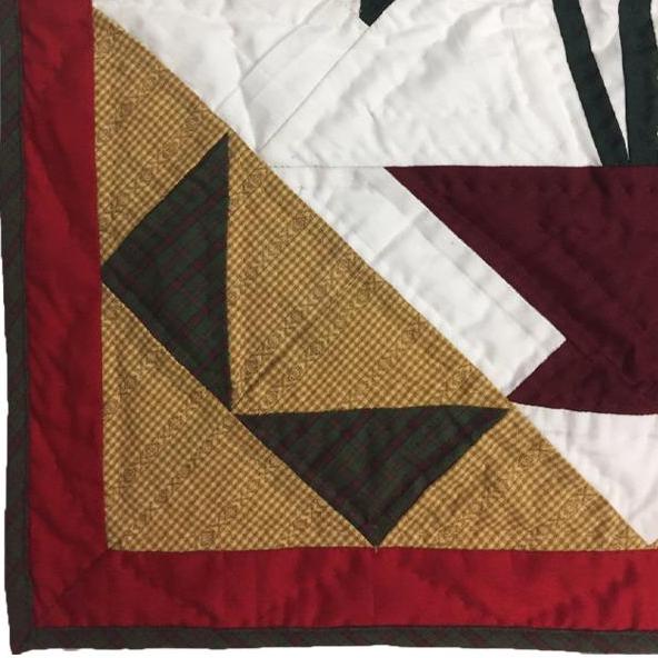 Flower basket Tulip quilt Hand made Hand quilted block quilt 19"x19"calico cotton Heirloom Quality by Home Heart brands (Made in India)