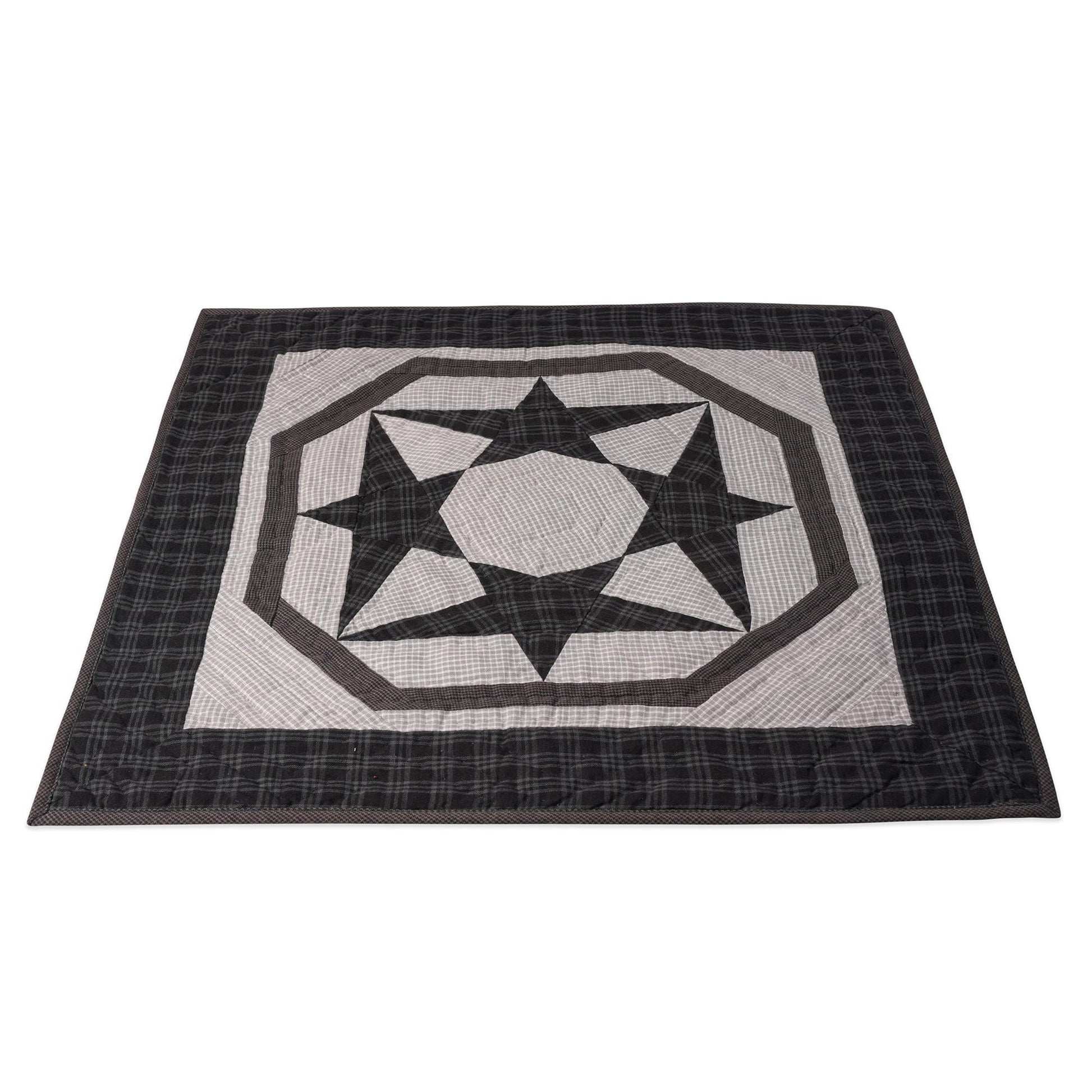Hand made Hand quilted Wall hanging, Throw Quilt, Table Topper 19"x19" Galaxy star blue plaid quilt by Home Heart brands (Made in India)