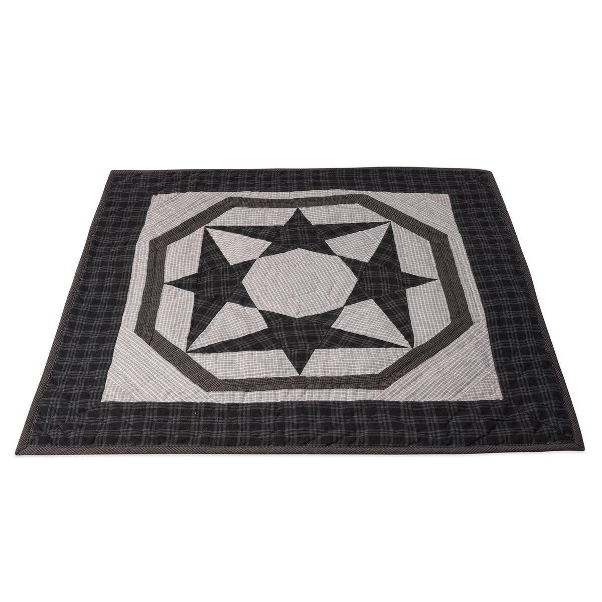 Hand made Hand quilted Wall hanging, Throw Quilt, Table Topper 19"x19" Galaxy star blue plaid quilt by Home Heart brands (Made in India)