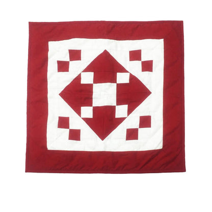 Hand made hand quilted Block quilt, Throw, Table topper, table accent piece, Red Diamond square cotton Heirloom Quality by HOME HEART Brands