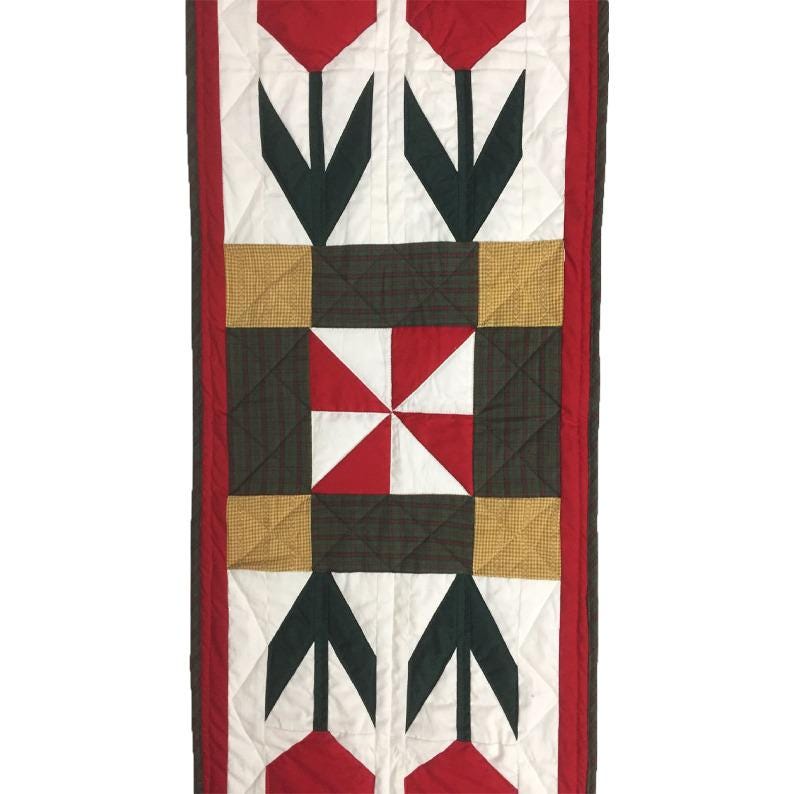 Tulip hand made, hand quilted table runner, throw, patchwork Table Toppers Calico Country cotton fabric by HOME HEART Brands(made in INDIA)