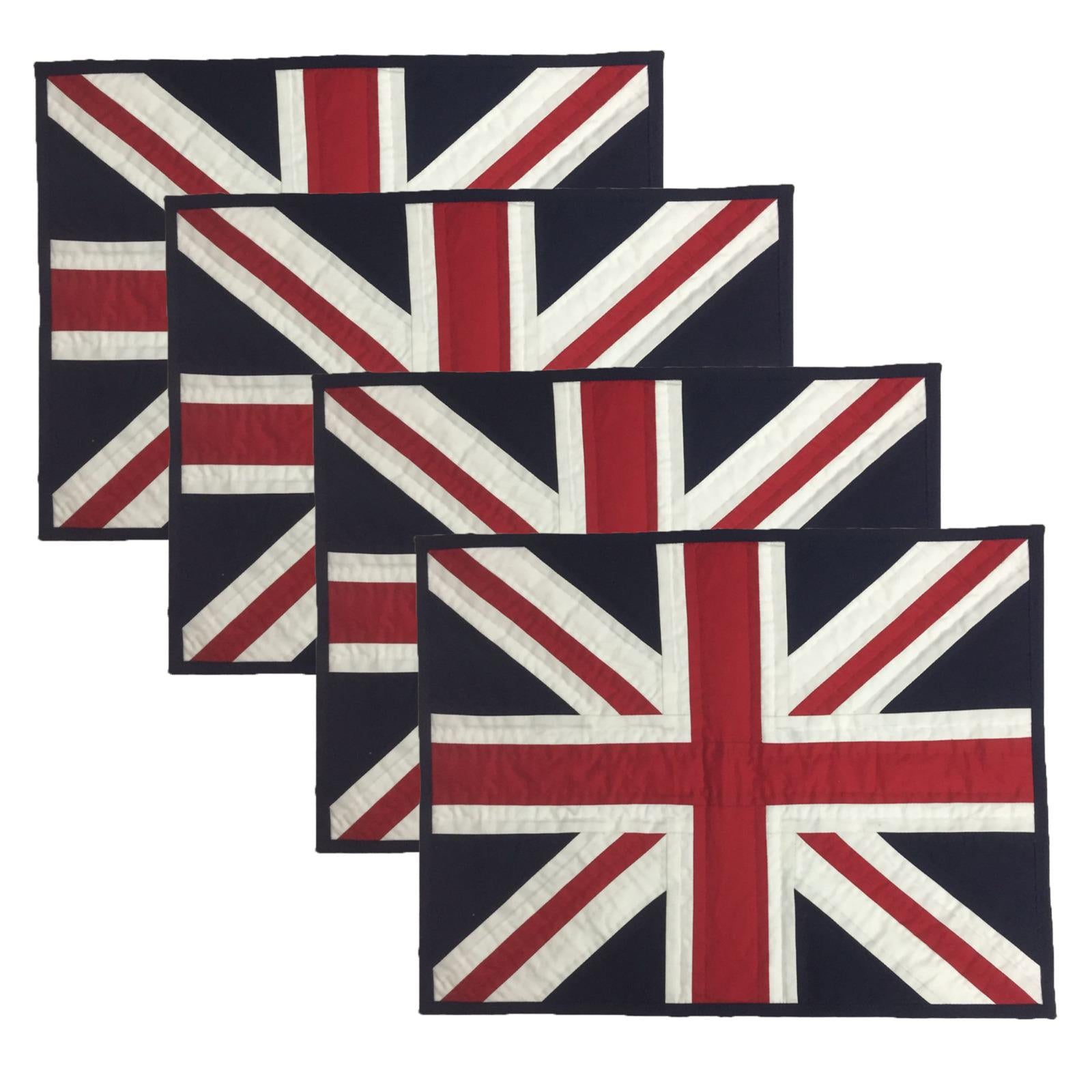 Hand quilted hand made placemats tablemats patchwork Union jack British flag UNION placemat 14"X19" by HOME HEART Brands (Made in India)