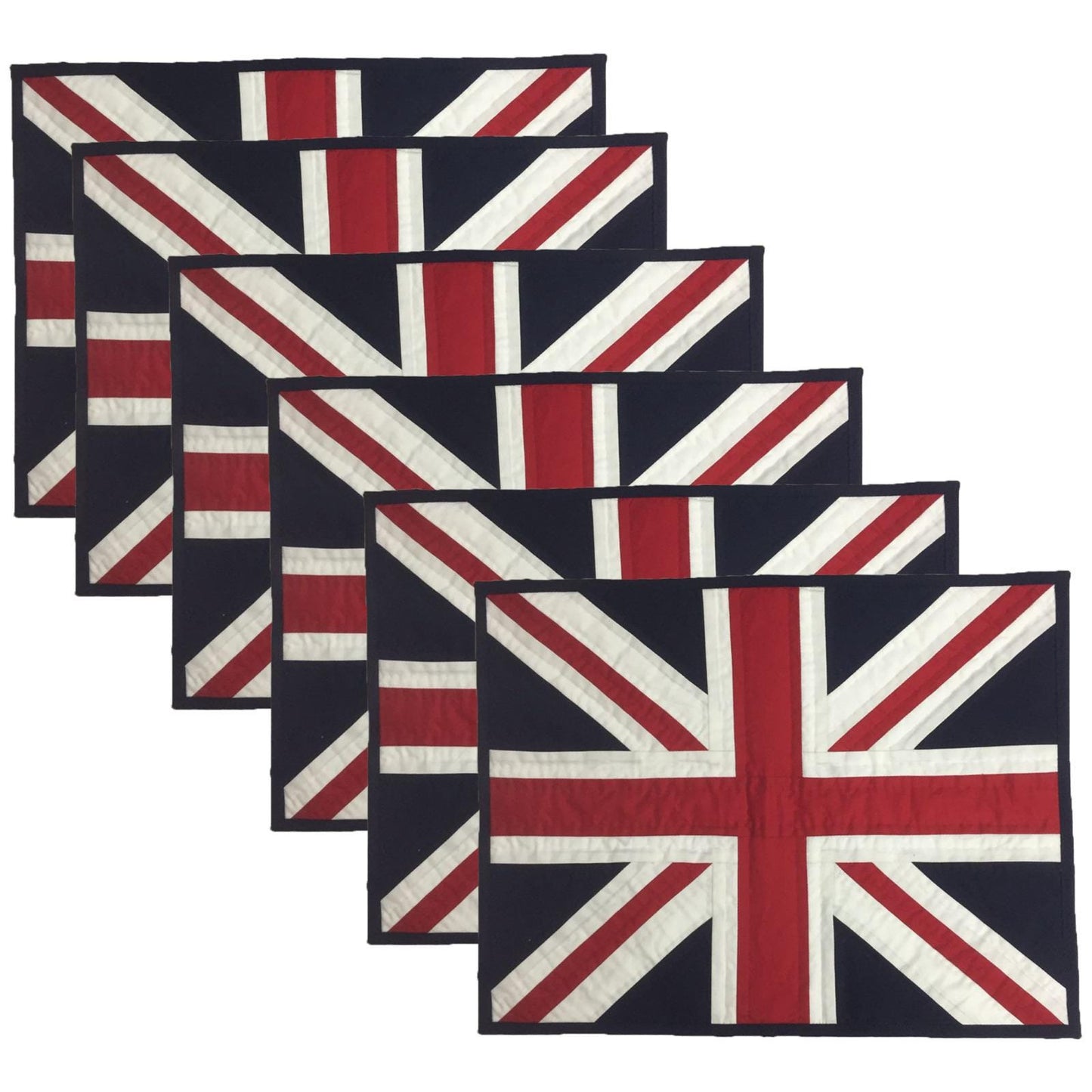 Hand quilted hand made placemats tablemats patchwork Union jack British flag UNION placemat 14"X19" by HOME HEART Brands (Made in India)
