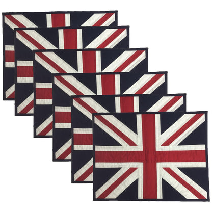 Hand quilted hand made placemats tablemats patchwork Union jack British flag UNION placemat 14"X19" by HOME HEART Brands (Made in India)