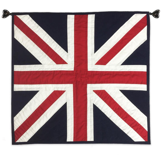 Hand made Hand quilted Wallhanging Quilt, small quilt, placemat 20"x20" Union jack flag calico fabric by Home Heart brands (Made in India)