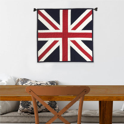 Hand made Hand quilted Wallhanging Quilt, small quilt, placemat 20"x20" Union jack flag calico fabric by Home Heart brands (Made in India)