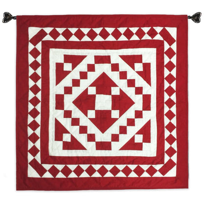 Hand made hand quilted Block quilt, Throw, Table topper, table accent piece, Red Diamond square cotton Heirloom Quality by HOME HEART Brands