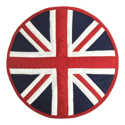 Dupioni Silk Union Jack Britain flag reversible round quilted Table runner, Trivet, placemat & topper by HOME HEART Brands (Made in India)