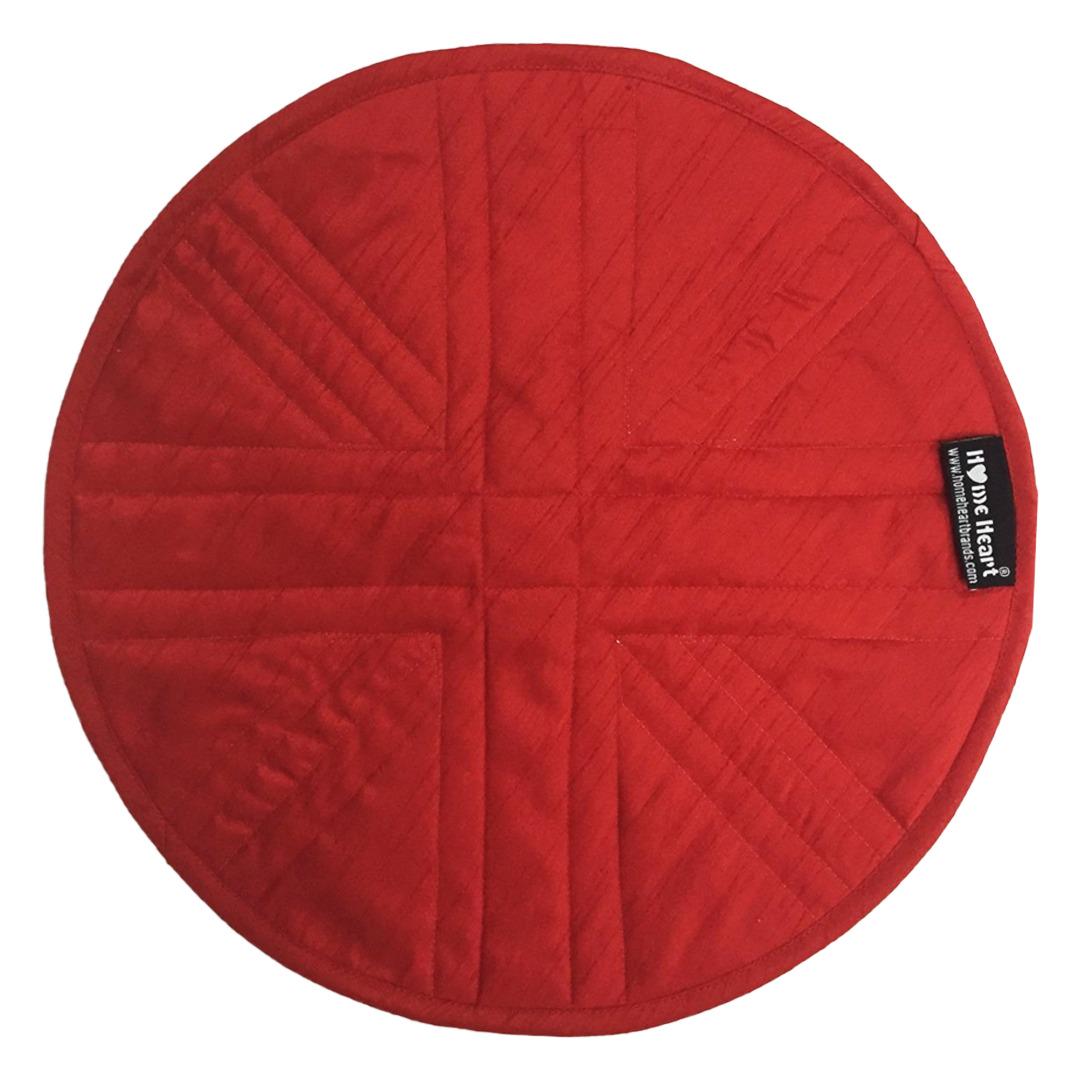 Dupioni Silk Union Jack Britain flag reversible round quilted Table runner, Trivet, placemat & topper by HOME HEART Brands (Made in India)