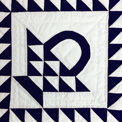 Wall hanging quilt, Small quilt, Throws, Table Toppers , Baby Quilt, calico Basket Navy blue /Off White Cotton fabric by HOME HEART Brands