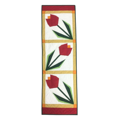 Tulip Flower hand made, hand quilted table runner, throw, patchwork Table Toppers Calico cotton fabric by HOME HEART Brands(made in INDIA)