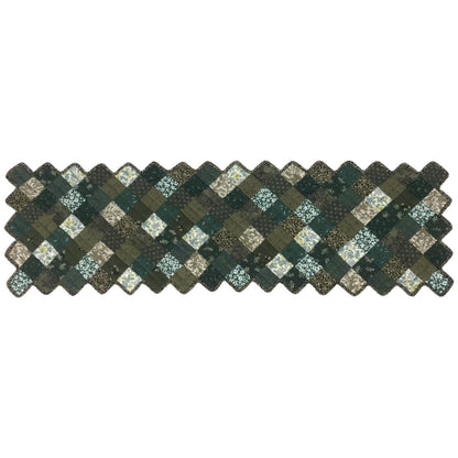 Quilted Table runner zig zag patchwork Table Runner ,table Toppers Green Calico cotton mix floral fabric by HOME HEART Brands(made in INDIA)