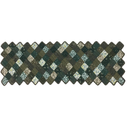 Quilted Table runner zig zag patchwork Table Runner ,table Toppers Green Calico cotton mix floral fabric by HOME HEART Brands(made in INDIA)