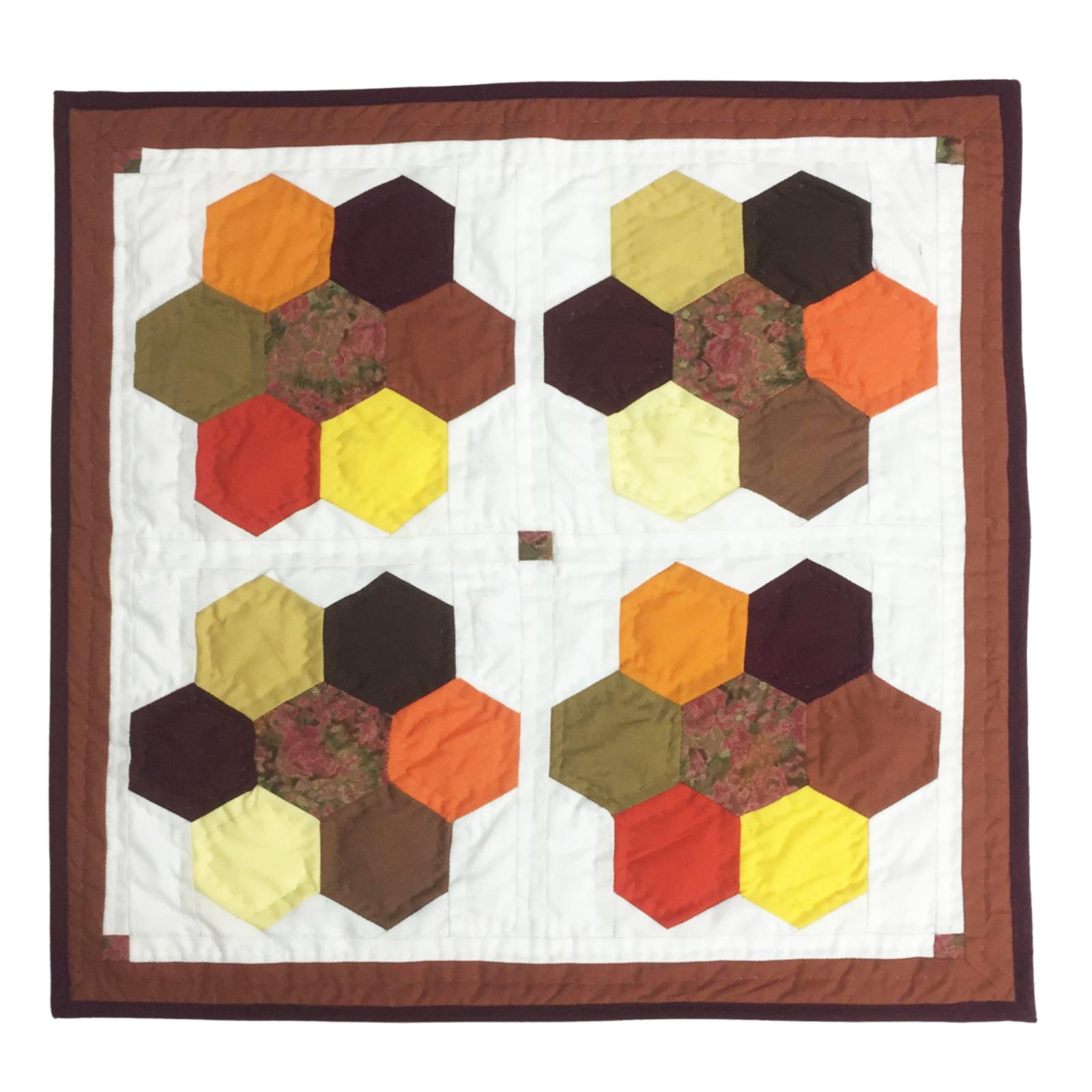Grandmother's flower garden 19"X19" Hand crafted block quilt, small quilt, Table Topper calico fabric by Home Heart brands (Made in India)