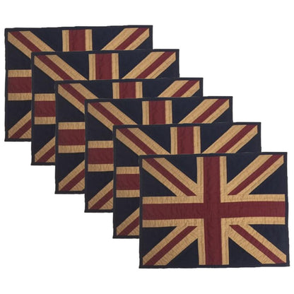 quilted placemats tablemats patchwork vintage tea dyed look Union jack British flag placemat  14"X19" by HOME HEART Brands (Made in India)